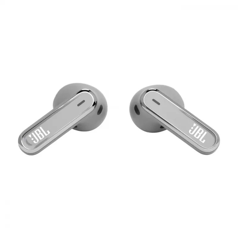 JBL LIVE FLEX belaidės ausinės į ausis, skambučiai/muzika, Bluetooth, sidabrinės