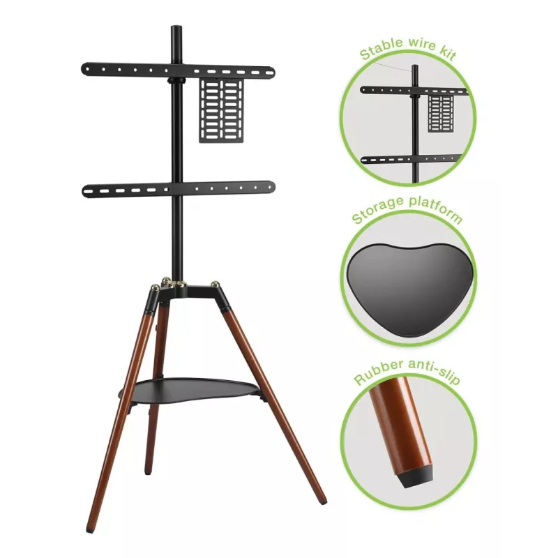 Techly ICA-TR58 TV stovas 165,1 cm (65 inch) juodas, medinis