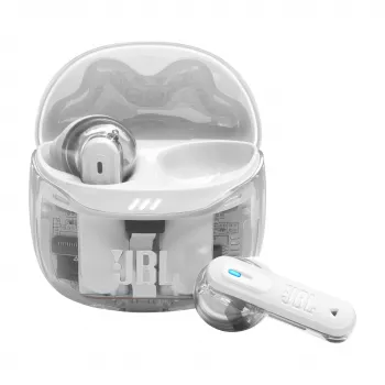 Ausinės JBL Tune Flex 2 Ghost Edition — belaidės (TWS) į ausis, Bluetooth, 20–20000 Hz, Baltos