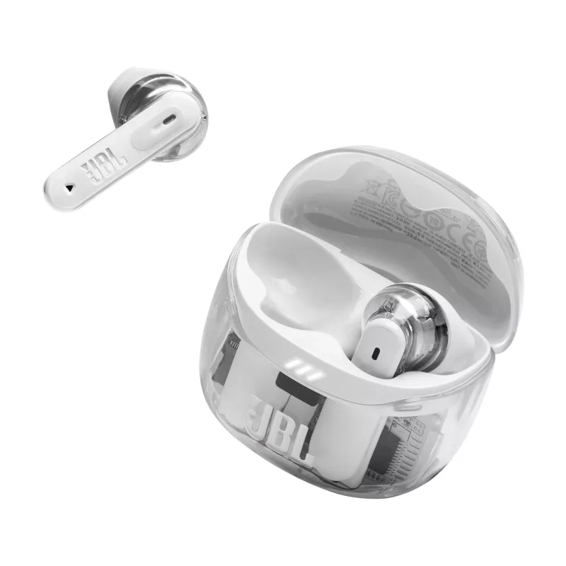 Ausinės JBL Tune Flex 2 Ghost Edition — belaidės (TWS) į ausis, Bluetooth, 20–20000 Hz, Baltos