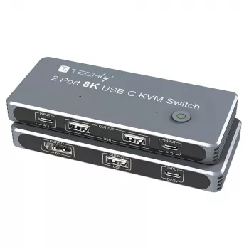 Techly IDATA KVM-DPC8K KVM jungiklis pilka spalva