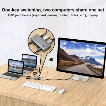 Techly IDATA KVM-DPC8K KVM jungiklis pilka spalva
