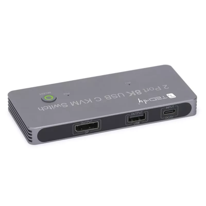 Techly IDATA KVM-DPC8K KVM jungiklis pilka spalva