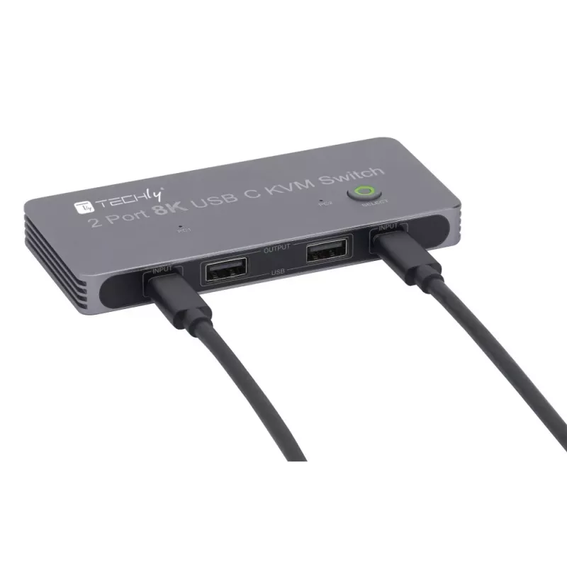 Techly IDATA KVM-DPC8K KVM jungiklis pilka spalva