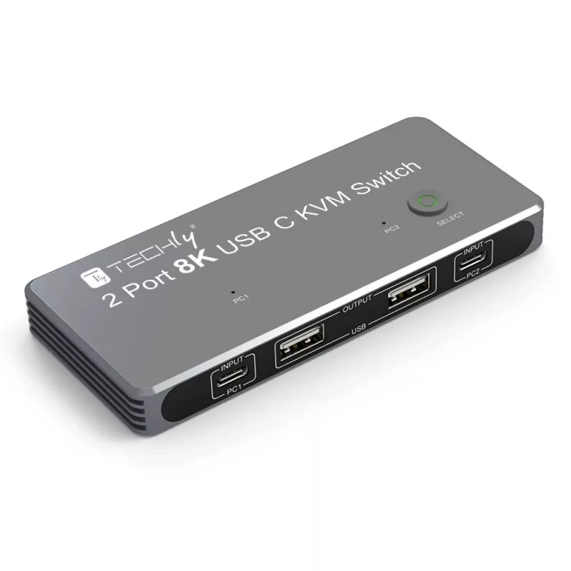 Techly IDATA KVM-DPC8K KVM jungiklis pilka spalva