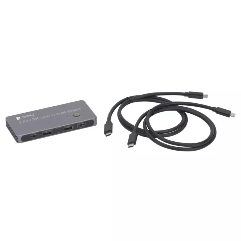 Techly IDATA KVM-DPC8K KVM jungiklis pilka spalva