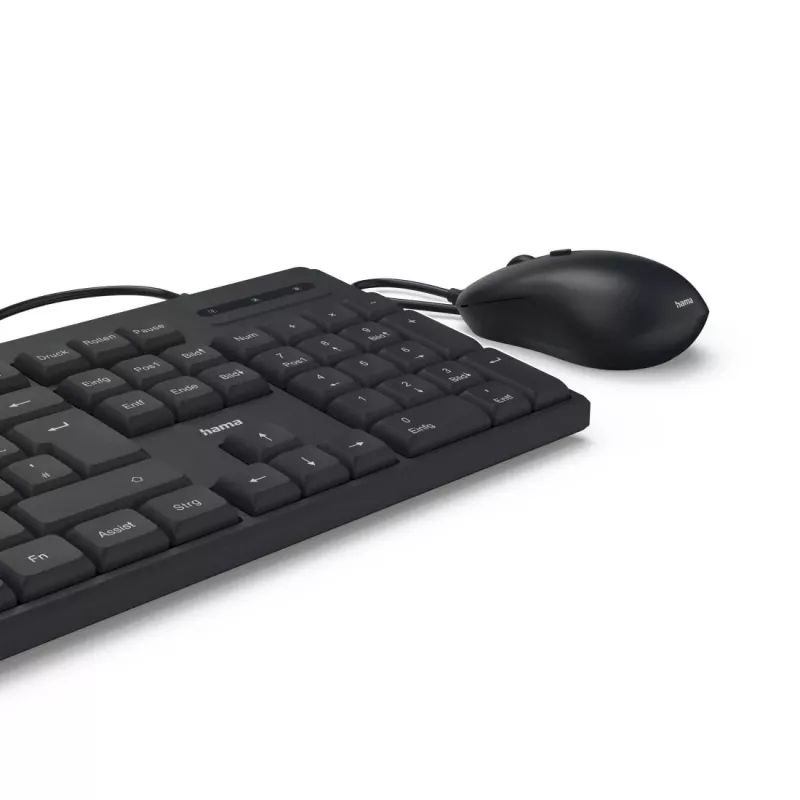 Hama CKM-200 klaviatūra su pele, laidinė, USB, QWERTZ, juoda, skirta namams ir biurui