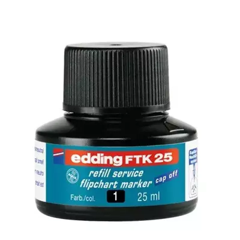 Markerio papildymas Edding ED-FTK25-001, juodas rašalas, 25 ml, 1 vnt.