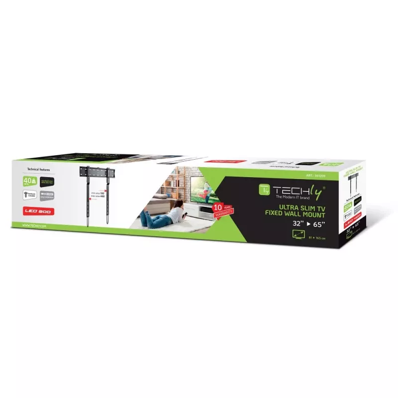 Techly ICA-PLB 734F televizoriaus laikiklis 165,1 cm (65 colių) juodas