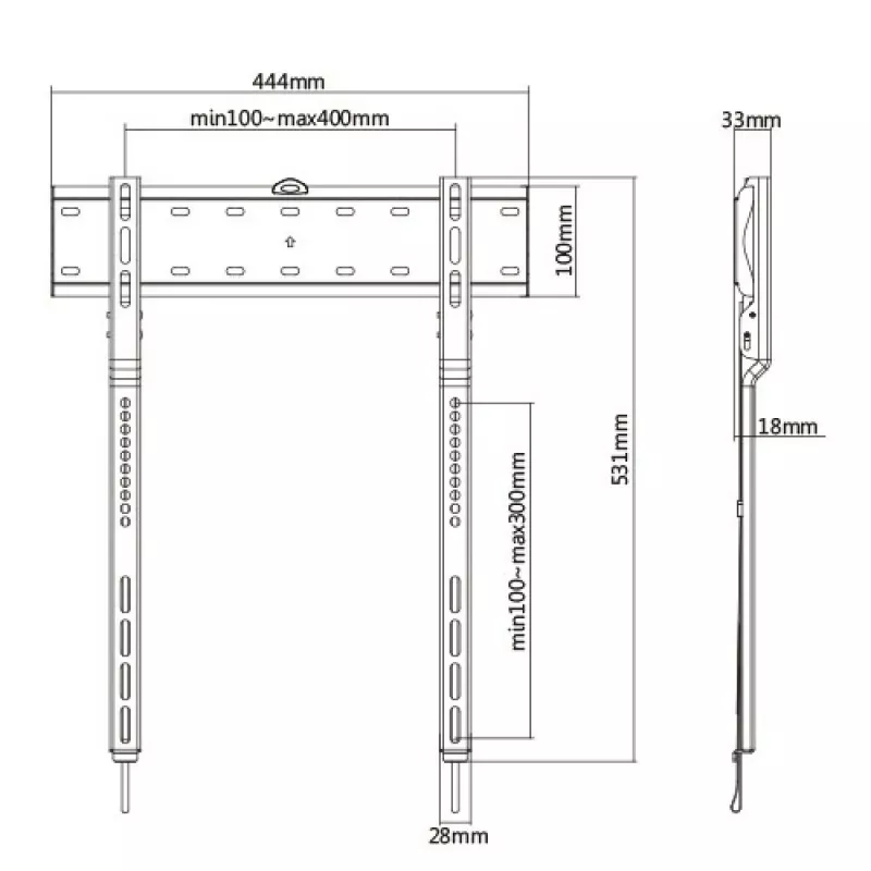 Techly ICA-PLB 734F televizoriaus laikiklis 165,1 cm (65 colių) juodas