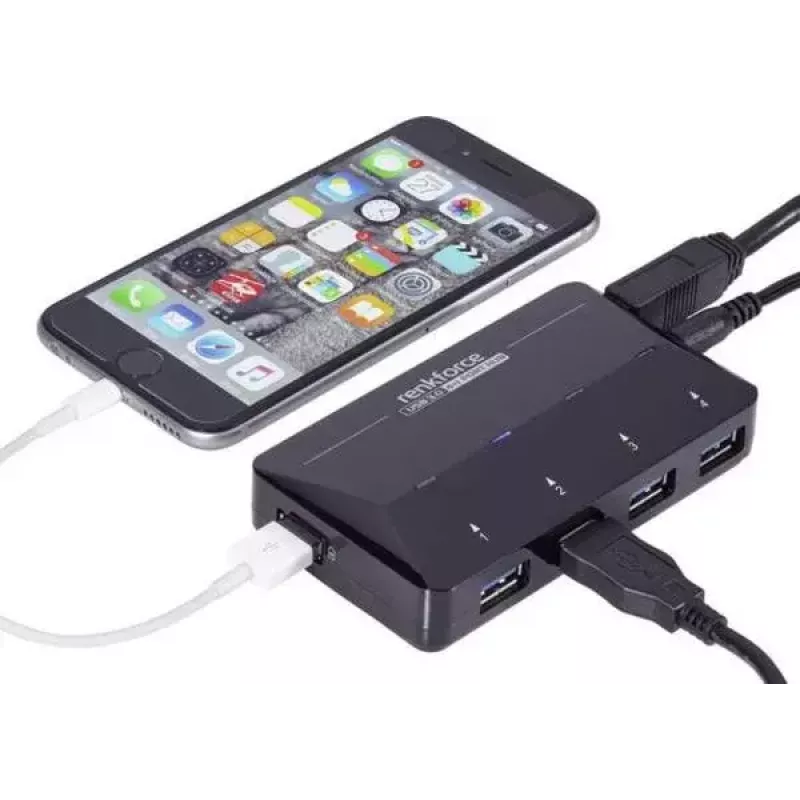 USB 3.2 Gen 1 Type-B sąsajos šakotuvas Renkforce RF-3806031, 4× USB-A, juodas