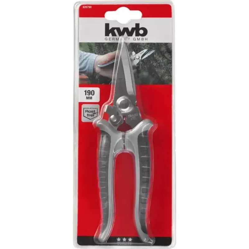Žoliapjovės žirklės KWB 926790 ilga rankena tiesus peilis 190 mm