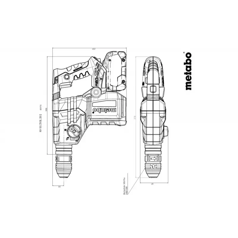 Gręžtuvas plaktukinis Metabo KH 18 LTX BL 28 Q 1000 RPM SDS Plus