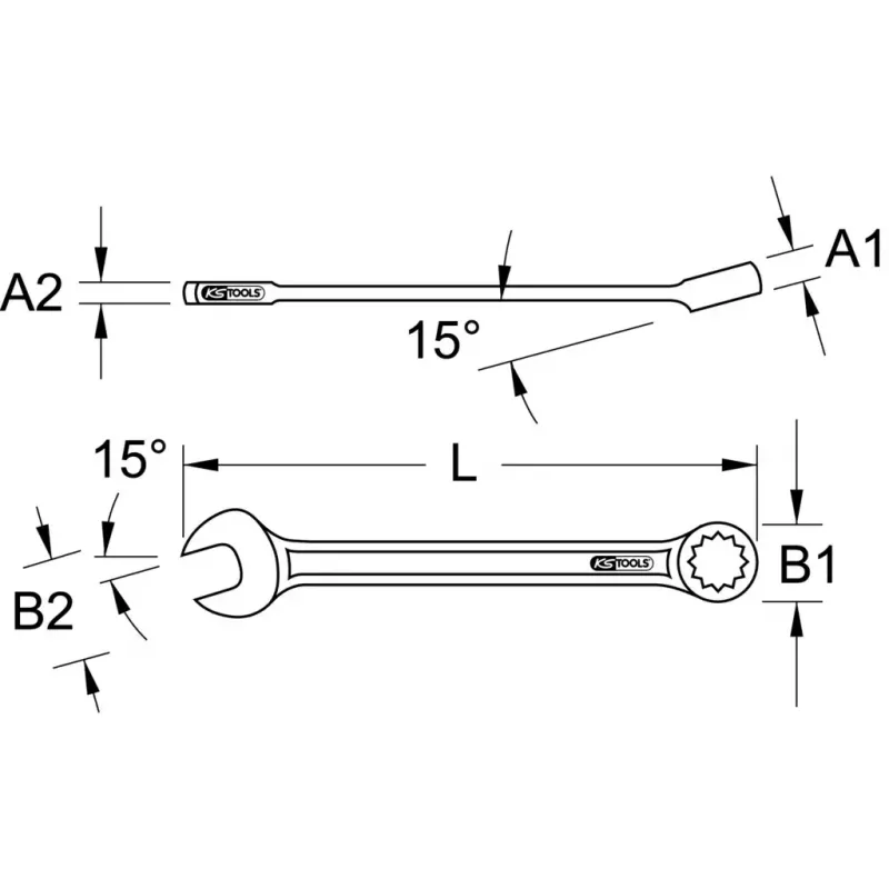 Kombinuotas veržliaraktis KS Tools 517.0610, 10 mm, chromo-vanadis, 140 mm ilgio