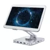 Techly 8-in-1 USB-C Hub Docking Station stovas planšetei, sidabrinis, aliuminis, 360°