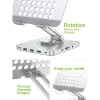 Techly 8-in-1 USB-C Hub Docking Station stovas planšetei, sidabrinis, aliuminis, 360°
