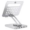 Techly 8-in-1 USB-C Hub Docking Station stovas planšetei, sidabrinis, aliuminis, 360°