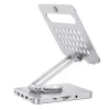 Techly 8-in-1 USB-C Hub Docking Station stovas planšetei, sidabrinis, aliuminis, 360°