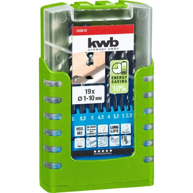 Gręžtų rinkinys KWB 258819 19 vnt. dešinysis sukimas