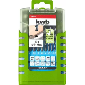 Gręžtų rinkinys KWB 258819 19 vnt. dešinysis sukimas