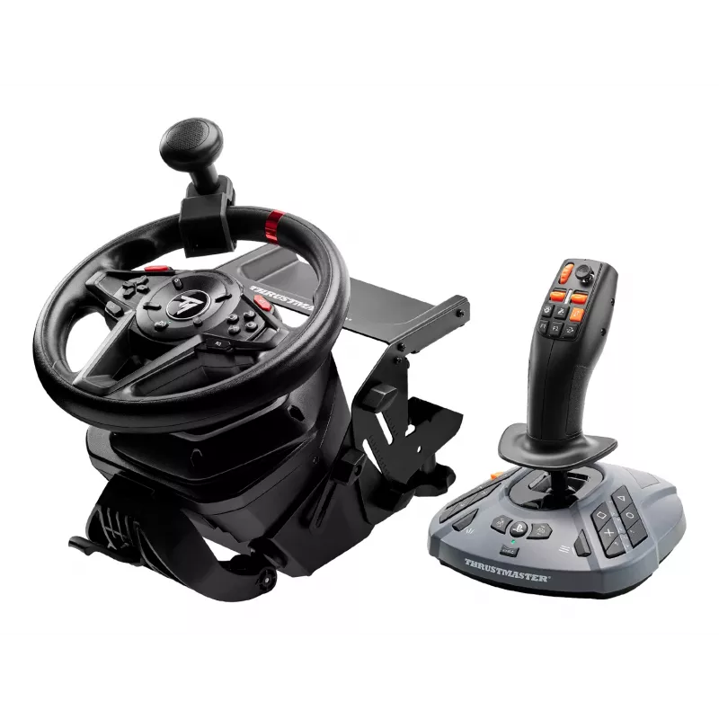 Thrustmaster T128 SimTask Farming Pack vairas + pedalai + pavarų svirtis juoda PC, PlayStation 4, PlayStation 5