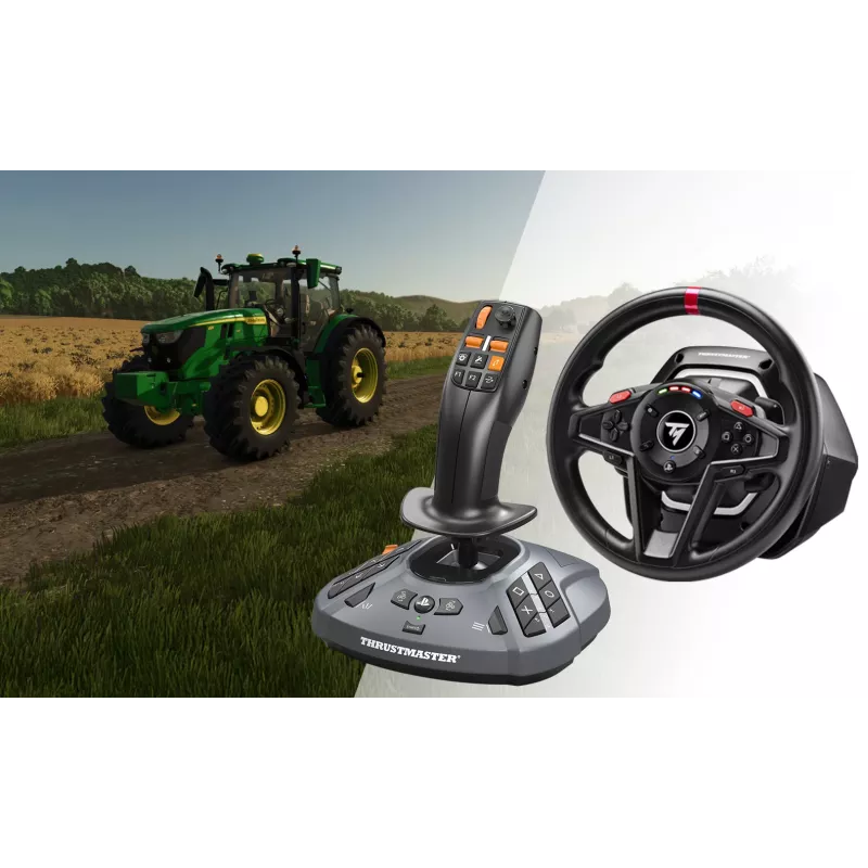 Thrustmaster T128 SimTask Farming Pack vairas + pedalai + pavarų svirtis juoda PC, PlayStation 4, PlayStation 5