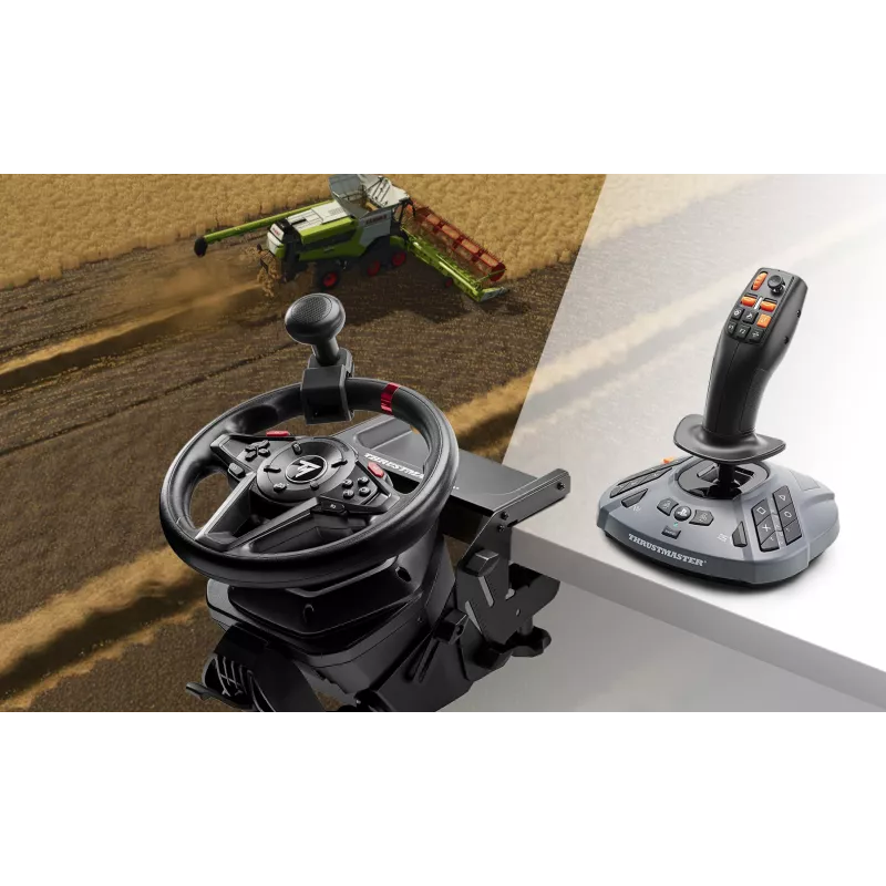 Thrustmaster T128 SimTask Farming Pack vairas + pedalai + pavarų svirtis juoda PC, PlayStation 4, PlayStation 5