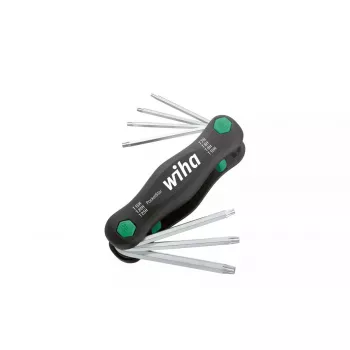Sulankstomas Torx raktų rinkinys Wiha 25128 — 7 vnt (T7–T25), juoda/žalia, 104 g