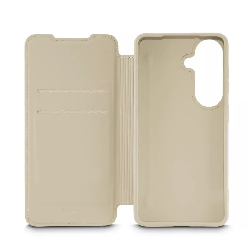 Folio dėklas HAMA Fantastic Feel Samsung Galaxy S26, 16 cm (6,3 colio), smėlio spalvos, 2 kortelių kišenės