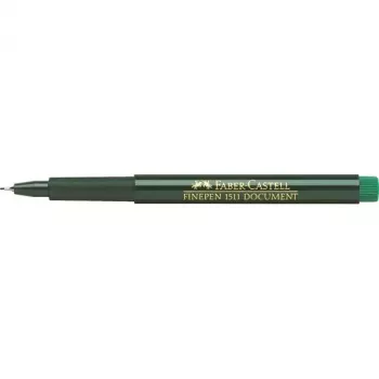Plonas rašiklis Faber-Castell 151163 — žalias rašalas, juodas korpusas, apvalus, 1 vnt.