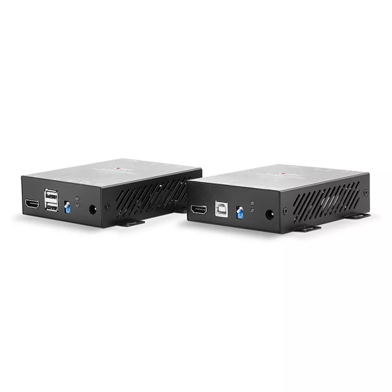 Lindy 300m Fibre Optic HDMI 4K60 ir USB KVM prailgintuvas, siųstuvas ir imtuvas, 300 m, 3840 x 2160 pikseliai, juoda, metalas