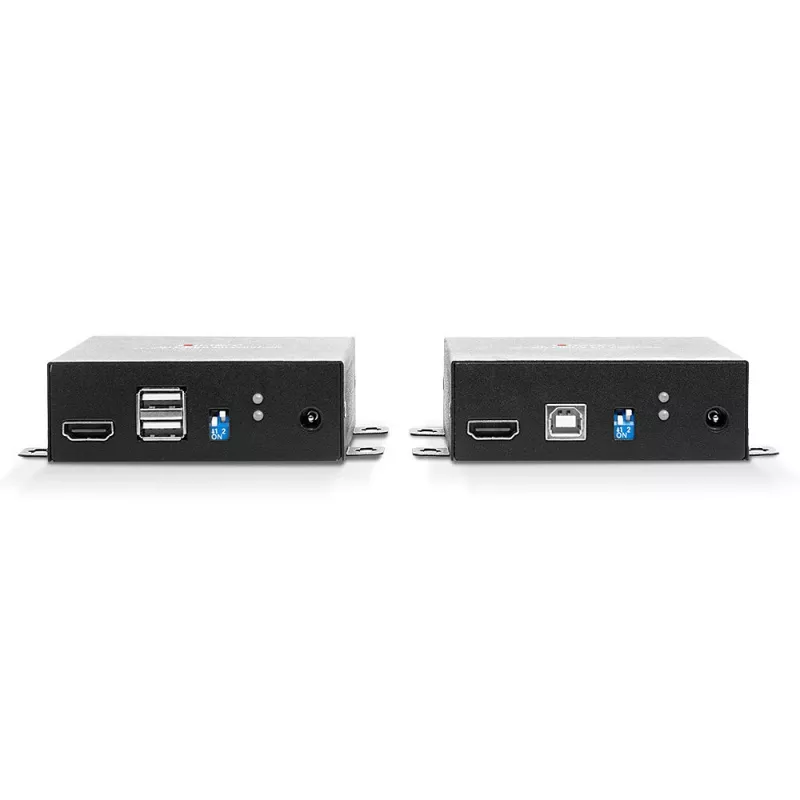 Lindy 300m Fibre Optic HDMI 4K60 ir USB KVM prailgintuvas, siųstuvas ir imtuvas, 300 m, 3840 x 2160 pikseliai, juoda, metalas