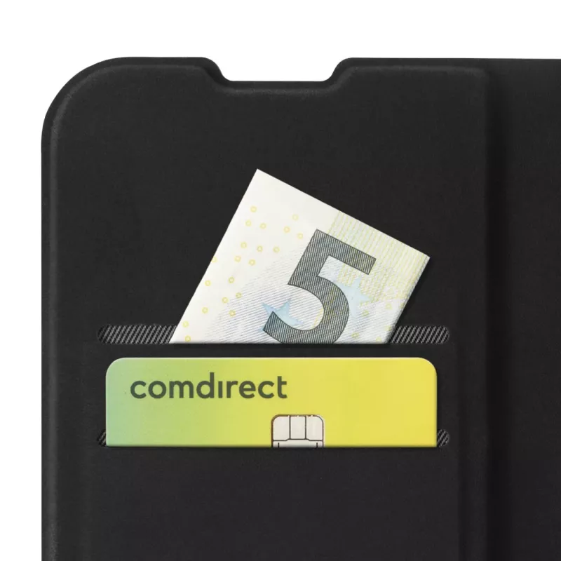 Folio dėklas HAMA Daily Protect Redmi Note 15 (6,77 colio) – juodas, 2 kišenės kortelėms, stovas