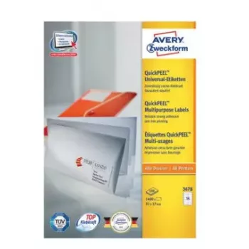 Lipnios adresų etiketės Avery Zweckform 3678 — baltas popierius, 9,7×3,7 cm, 1400 etikečių (100 lapų)