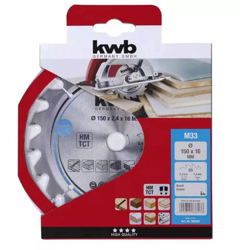 Pjūklo diskas medienai KWB 583357 150 mm kietmedžiui, fanerai, minkštmedžiui