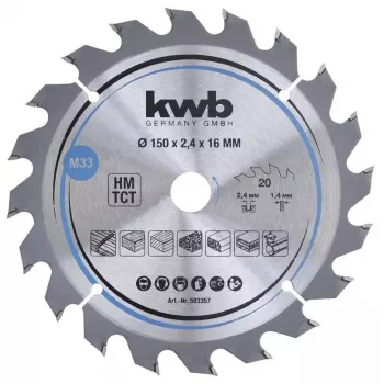 Pjūklo diskas medienai KWB 583357 150 mm kietmedžiui, fanerai, minkštmedžiui