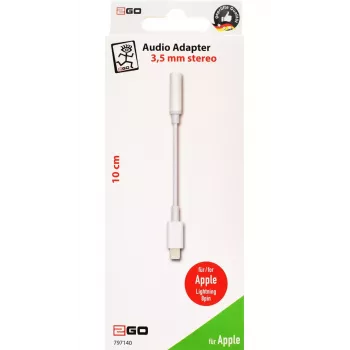 Garso kabelis 2GO 797140 0,1 m 3,5 mm Lightning baltas