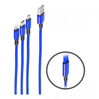 USB laidas ShiverPeaks BS14-50071 1,2 m USB A/USB C / Micro-USB B mėlynas