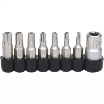 KS Tools 911.1480 8 vnt. sukimo antgalių rinkinys, nikeliuoti, 25 mm, 1/4 colio kotu DIN 3126 ISO 1173 E 6,3