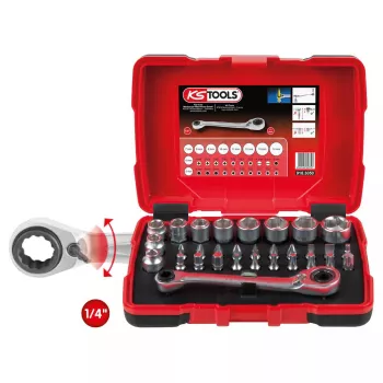 Veržliarakčių komplektas KS Tools 918.3050 31 galvutė, chromo-vanadžio plienas