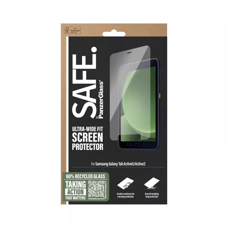 PanzerGlass SAFE. by ® Apsauginis stiklas Samsung Galaxy Tab Active5 | Active3 | Ultra-Wide Fit