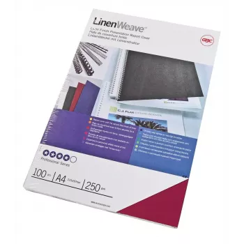 GBC LinenWeave įrišimo viršeliai 250gsm A4 raudoni (100 vnt.)