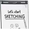 Mobilus flipchartas su apvaliu pagrindu Legamaster SKETCH EASY — plieninis, 5 ratukai, 720×600 mm