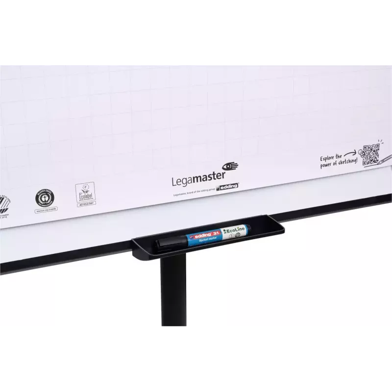 Mobilus flipchartas su apvaliu pagrindu Legamaster SKETCH EASY — plieninis, 5 ratukai, 720×600 mm