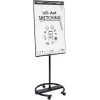 Mobilus flipchartas su apvaliu pagrindu Legamaster SKETCH EASY — plieninis, 5 ratukai, 720×600 mm