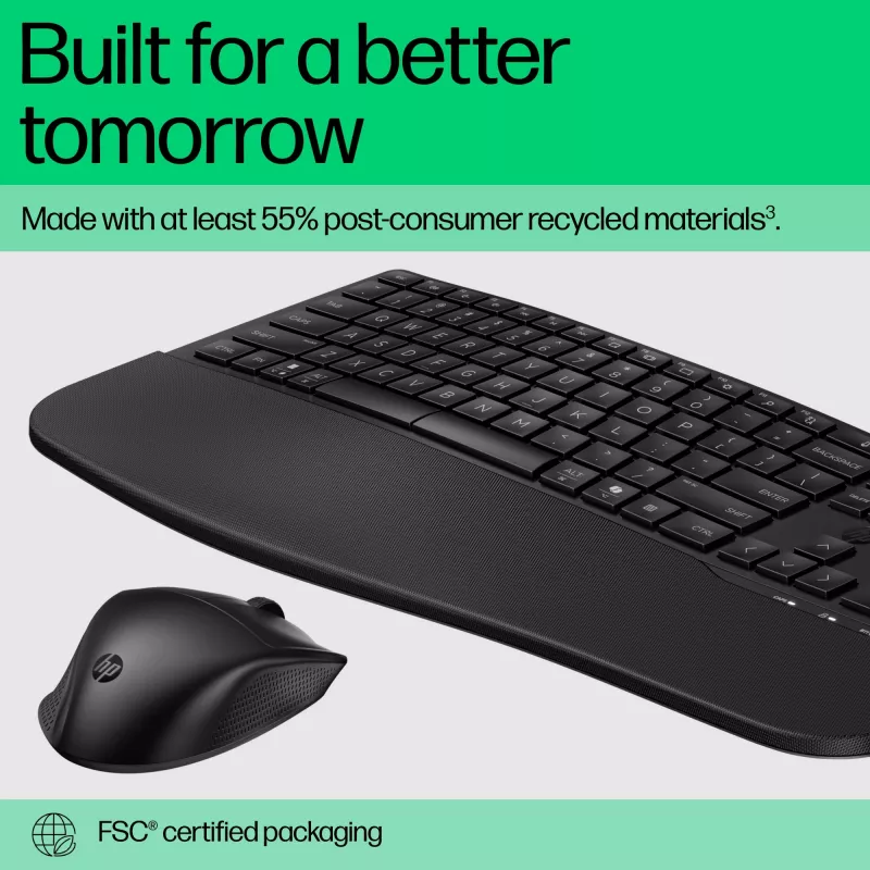 HP 680 Comfort belaidė klaviatūra ir pelė, dviejų režimų, RF + Bluetooth, QWERTY, juoda