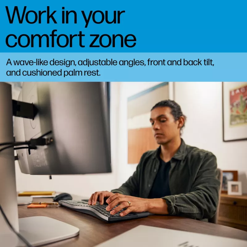 HP 680 Comfort Dual-Mode klaviatūra, pilno dydžio (100%), belaidė, RF belaidis + Bluetooth, QWERTY, juoda