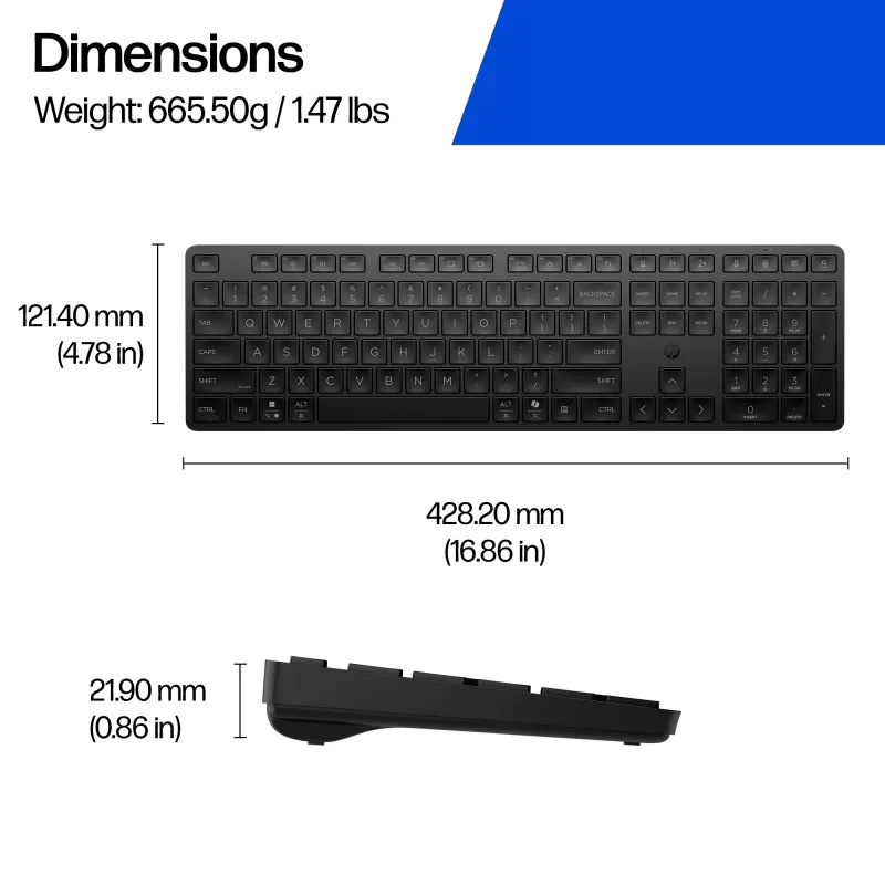 HP 490K belaidė klaviatūra, daugelio įrenginių, USB + Bluetooth, QWERTY, juoda