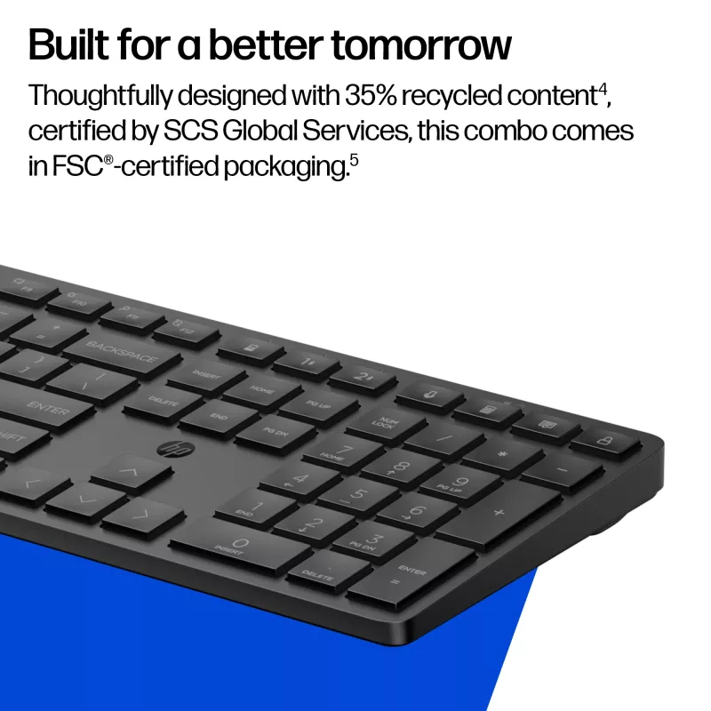 HP 490C daugiafunkcė dviejų režimų klaviatūros ir pelės rinkinys, QWERTY
