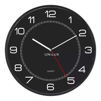 Sieninis / stalinis laikrodis Unilux 400094568 – kvarcinis, apvalus, juodas, 57,5 cm skersmuo, maitinamas AA baterija